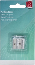 SOHO potloodslijper, 2 gaats, uit metaal, blister van 1 stuk