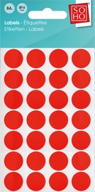 SOHO etiketten, diameter 16 mm, etui van 84 stuks, rood