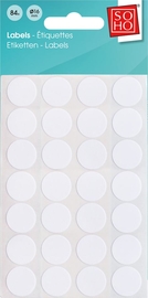 SOHO etiketten, diameter 16 mm, etui van 84 stuks, wit