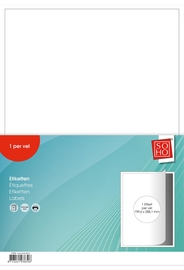SOHO etiketten, wit, rechte hoeken, 199,6 x 288,1 mm, 10 vel, 1 etiket per vel