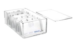 MAUL visitekaartbox acryl met deksel incl. index 11.4x19x7.2cm