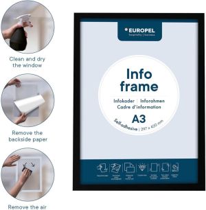 Europel zelfklevend kader ft A3, zwart, pak van 2 stuks