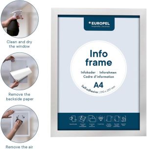 Europel zelfklevend kader ft A4, zilver, pak van 2 stuks