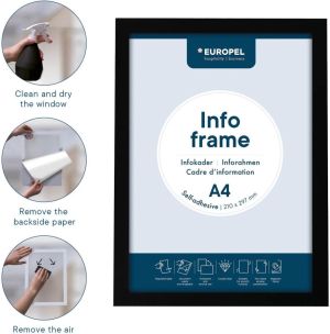 Europel zelfklevend kader ft A4, zwart, pak van 2 stuks