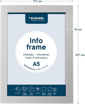 Europel zelfklevend kader ft A5, zilver, pak van 2 stuks
