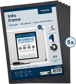 Europel magnetisch kader, zwart, ft A4, pak van 5 stuks