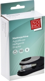 SOHO nietmachine half strip, 20 blad, kunststof, zwart