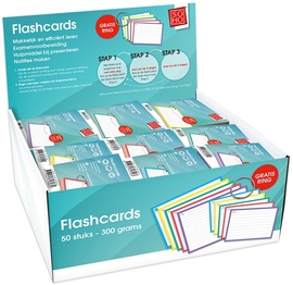 SOHO flashcard, gelijnd, ft A6 en A7,geassorteerde kleuren, display van 63 stuks