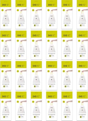 Eko vuilniszakken met trekbandsluiting, 25-35 liter, wit,  1 rol, 12 zakken