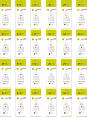 Eko vuilniszakken met trekbandsluiting, 40-60 liter, wit,  1 rol, 12 zakken