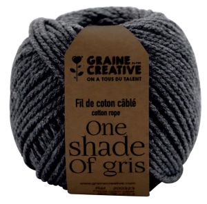 Graine Cr&eacute;ative Macram&eacute; touw, ft 2,5 mm x 80 m, antracietgrijs