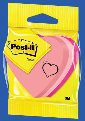 Post-it Notes mini coeur, 3 couleurs, bloc de 225 feuilles, sur blister