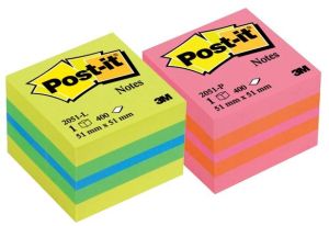 Post-it Notes mini cube, 400 feuilles, ft 51 x 51 mm, vert