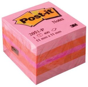 Post-it Notes mini cube, 400 feuilles, ft 51 x 51 mm, rose