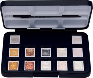 Van Gogh aquarelverf, pocketbox met 12 napjes, metallic- en interference kleuren