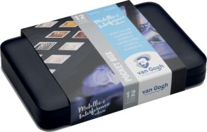 Van Gogh aquarelverf, pocketbox met 12 napjes, metallic- en interference kleuren
