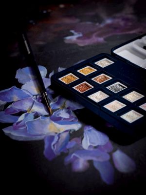 Van Gogh aquarelverf, pocketbox met 12 napjes, metallic- en interference kleuren