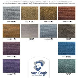 Van Gogh aquarelverf, pocketbox met 12 napjes, metallic- en interference kleuren