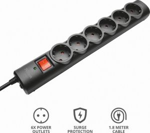 Trust Surge Guard, overspanningsbeveiliging met 6 aansluitingen