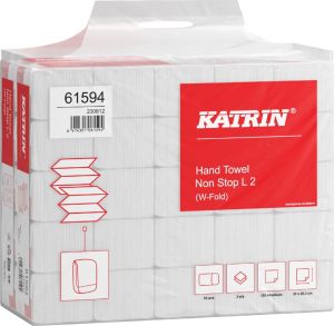 Katrin papieren handdoek W-vouw 61594, pak van 25 x 120 vel