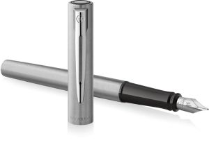 Waterman vulpen Allure Chrome fijne punt, inclusief 6 inktpatronen, op blister