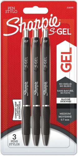 Sharpie S-gel roller, medium punt, blister van 3 stuks, zwart