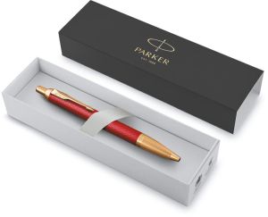 Parker IM Premium balpen, medium, in giftbox, Deep red (rood/goud)