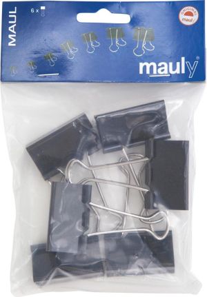 MAUL papierklem foldback 25mm blister 12 zwart
