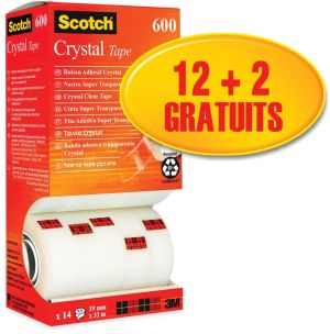 Scotch Plakband Crystal ft 19 mm x 33 m, doos met 14 rolletjes (12 + 2 gratis)