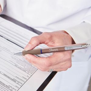 Sharpie S-gel roller, medium punt, zwarte inkt, blister van 2 stuks in metallic kleuren met 2 vullingen