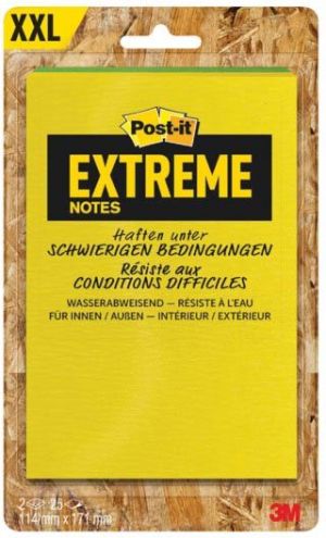Post-it&reg; Extreme Notes, ft 114 x 171 mm, 2 blokken van 25 blaadjes, geassorteerde kleuren