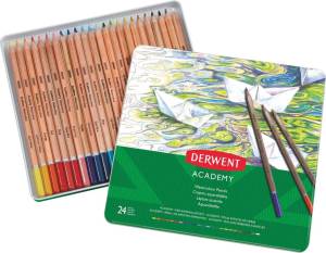 Derwent aquarelpotlood Academy , blik van 24 stuks in geassorteerde kleuren
