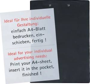 MAUL klemplaat pvc met transparante insteekstas op de achterzijde A4 staand