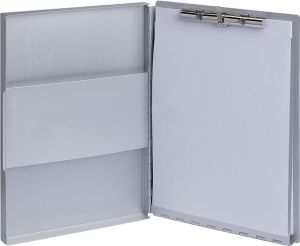 MAULassist klembordkoffer aluminium A4 staand, draait linksom open (zijkant)