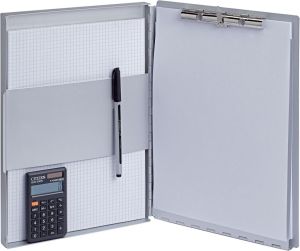 MAULassist klembordkoffer aluminium A4 staand, draait linksom open (zijkant)