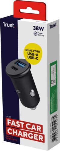 Trust Maxo snelle autolader, 38 W, 1 x USB-A en 1 x USB-C