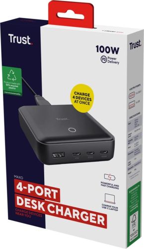 Trust Maxo desktop oplader, 4 poorten, 100 W