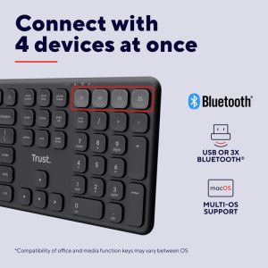 Trust Vaiya draadloos toetsenbord, multi-device, qwerty