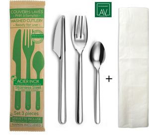 Av Environnement bestekset, 3-delig met servet