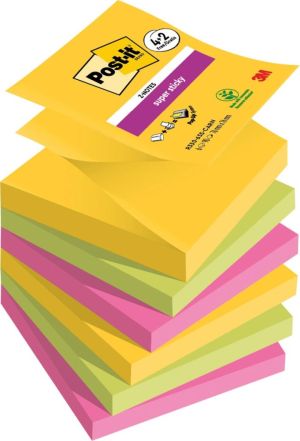 Post-it Super Sticky Z-notes Carnival, 90 feuilles, ft 76 x 76 mm, 4 + 2 GRATUIT