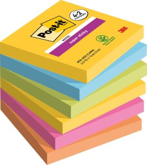 Post-it Super Sticky notes Carnival, 90 feuilles, ft 76 x 76 mm, 4 + 2 GRATUIT
