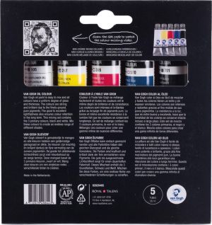 Van Gogh set de m&eacute;lange primaire, peinture &agrave; l'huile, 5 x 20 ml