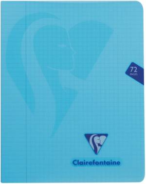 Clairefontaine schrift mimesys voor ft A5, 72 bladzijden, kaft in PP, geruit 5 mm, geassorteerde kleuren