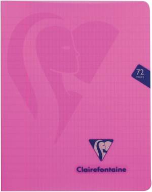 Clairefontaine schrift mimesys voor ft A5, 72 bladzijden, kaft in PP, geruit 4 x 8, geassorteerde kleuren