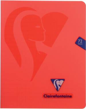Clairefontaine schrift mimesys voor ft A5, 72 bladzijden, kaft in PP, geruit 4 x 8, geassorteerde kleuren