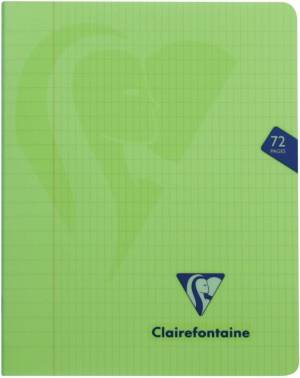 Clairefontaine schrift mimesys voor ft A5, 72 bladzijden, kaft in PP, geruit 4 x 8, geassorteerde kleuren