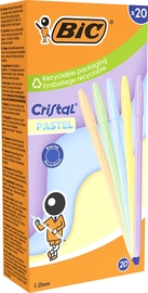 Bic stylo bille Cristal pastel, bo&icirc;te de 20 pi&egrave;ces, assorti