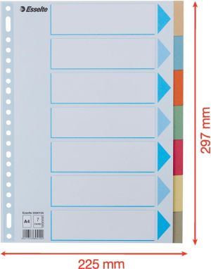 Esselte tabbladen voor ft A4 karton 7 tabs 23 perforatiegaten