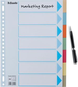 Esselte tabbladen voor ft A4 karton 7 tabs 23 perforatiegaten