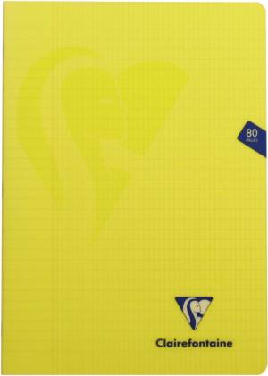 Clairefontaine schrift mimesys voor ft A4, 80 bladzijden, kaft in PP, geruit 4 x 8, geassorteerde kleuren
